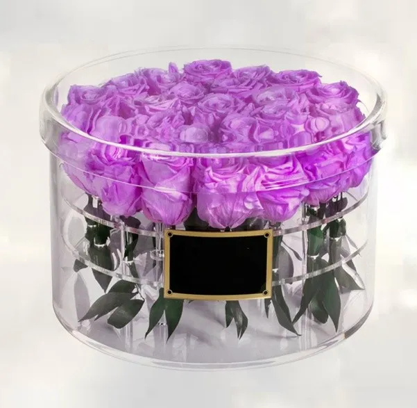 round clear acrylic flower box